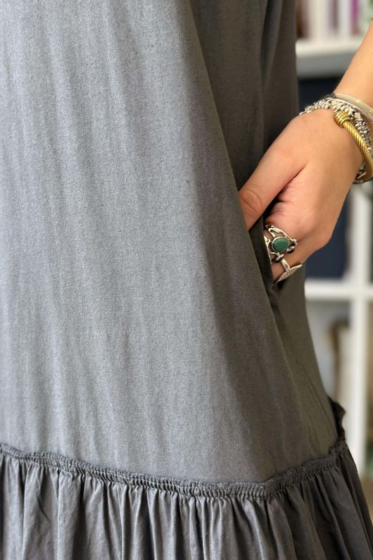 Paloma Bubble Hem Layering Dress Charcoal